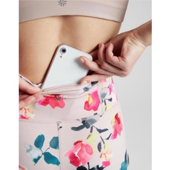 Athleta Elation 7/8 Painted Flower High Rise Leggings Size Small - Picture 2 of 11